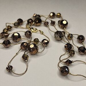 Elegant Gold and Brown Beaded Necklace